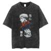 T-shirt Lavata Unisex Vintage Stampata Anime Uomo Donna Cotone Hip Hop Streetwear Estiva Girocollo Manica Corta Magliette Top