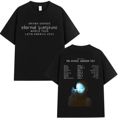 Mens Women Ariana Grande The Eternal Sunshine Tour Double Sided Print Crewneck T Shirt Gothic Streetwear Harajuku Loose Clothes