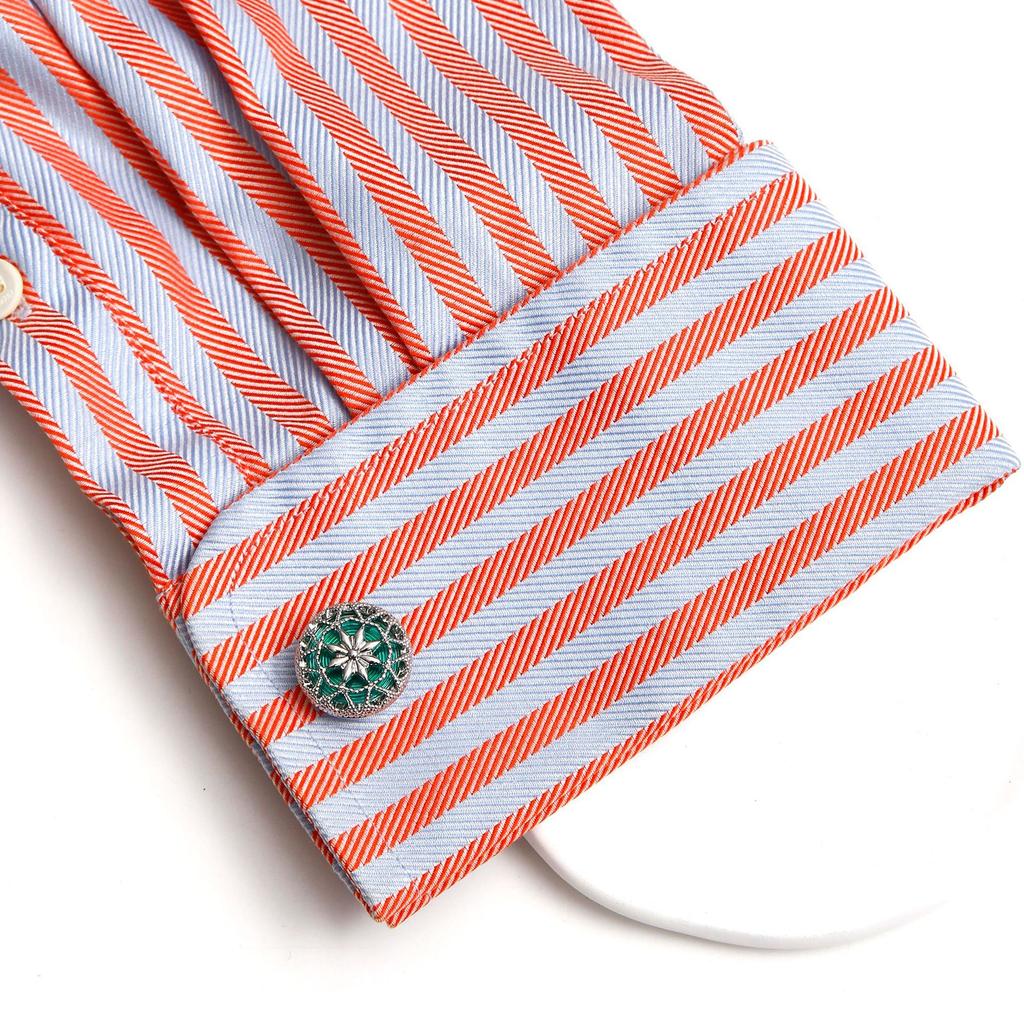 Spot wholesale exquisite creative hollow pattern design round 3 colors optional men's cufflinks, cross-border hot-selling jewelry