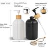 Vertical Striped Glass Hand Sanitizer Liquid Dishwashing Soap Dispenser with Bamboo Pump Kitchen Soap Dispenser Press Empty Bott