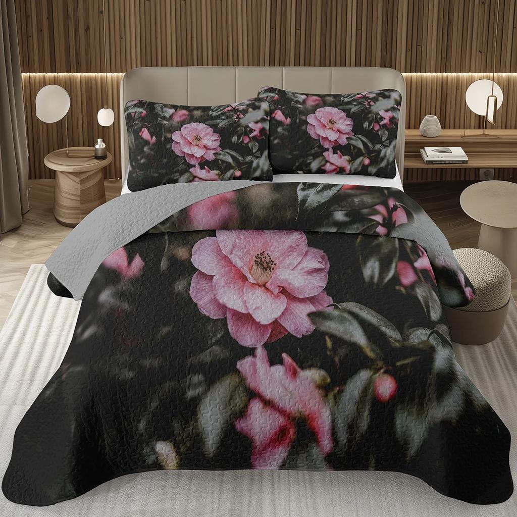 Spring Garden Plant Flower Bedspread Sets Botanical Floral Coverlet Twin Full Queen King Rustic Farmhouse Quilted Bedding Set