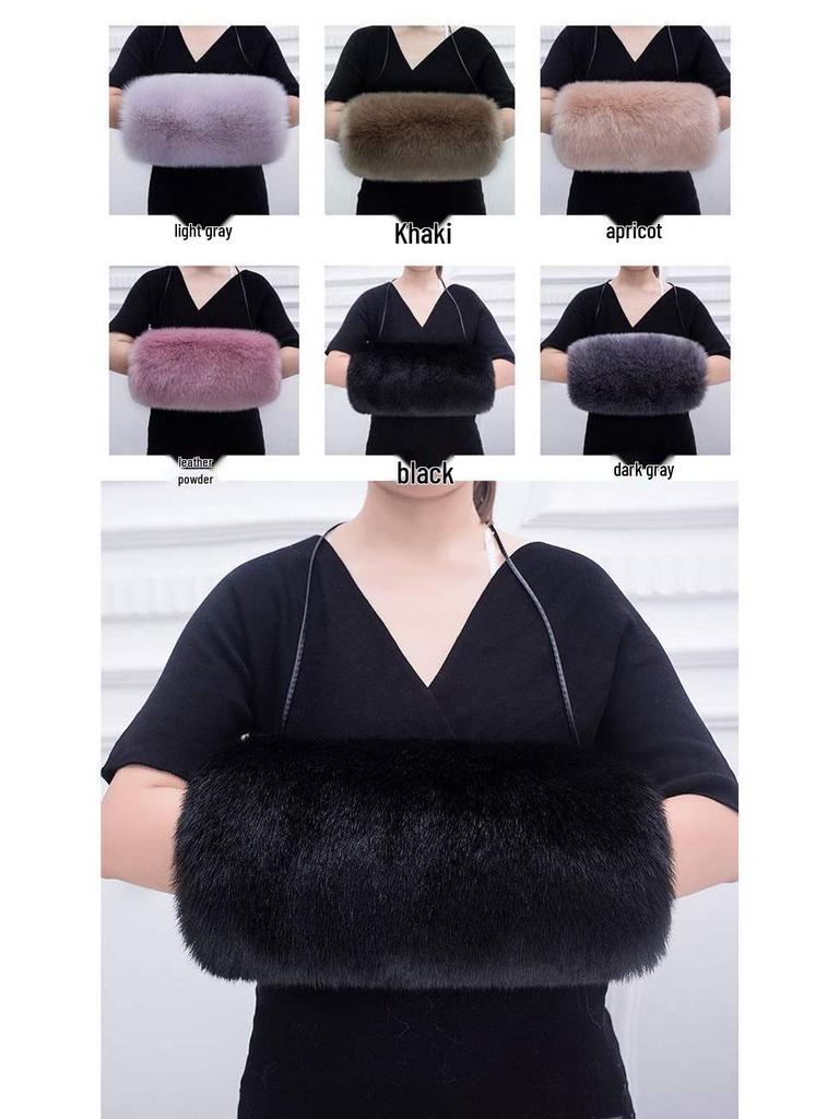 Cozy Faux Fur Muff Sleeve Hand Warmer - Winter Plush Tube Glove