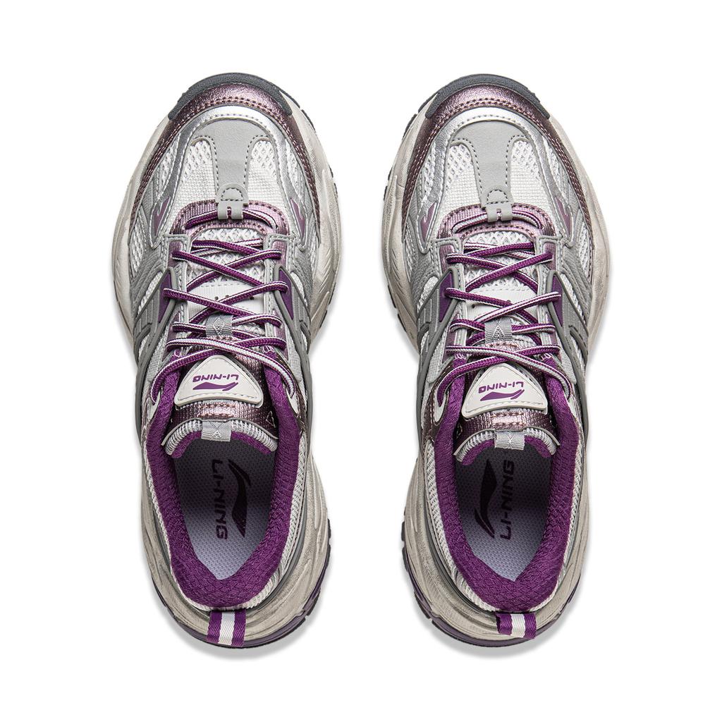 Li Ning Brown Sugar 2 Versatile Retro Thick Sole Fashionable Casual Shoes Women Sneakers Gray Purple AGCV124-3