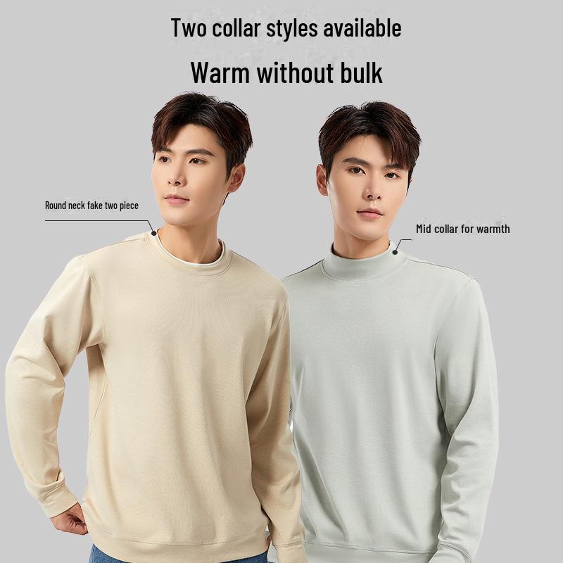 A-type Men's Thick Warm Wool Velvet Two-in-One Long Sleeve Shirt for Autumn/Winter