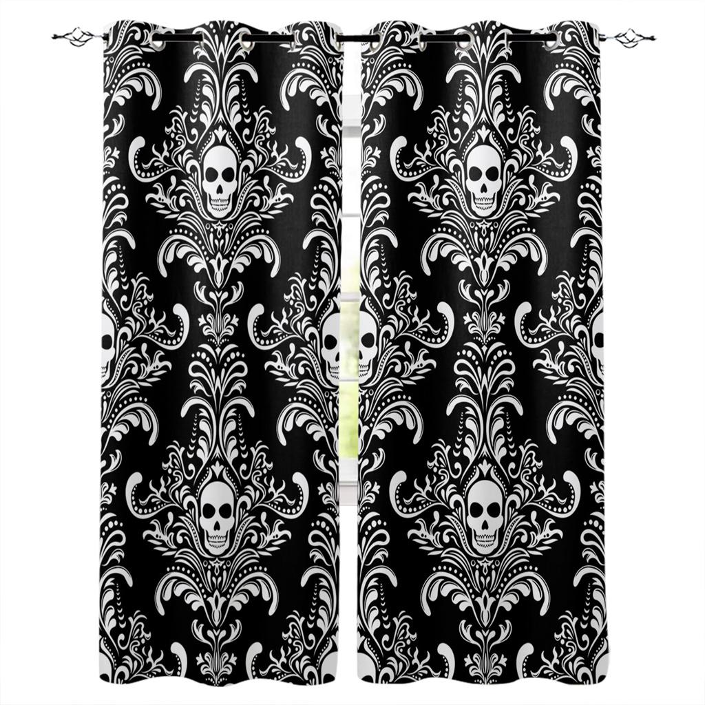 Skull Head Wall Skeleten Hall Window Curtains For the Kids Bedroom Living Room Bthroom Treatments Kitchen Decor Drapes Blinds