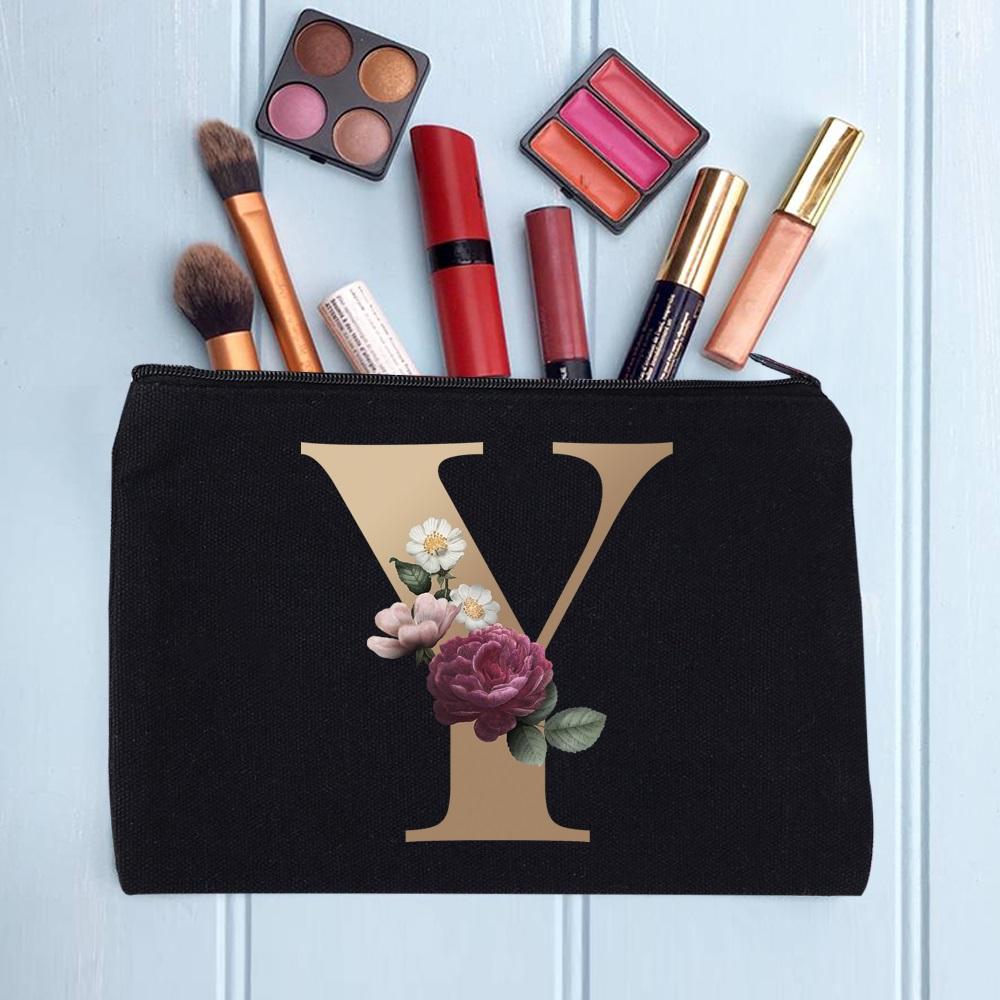 Damen Kosmetiktasche Make-up Tasche Weiblich Initialen Namensbuchstaben Muster Lippenstift Taschen Handtaschen Reißverschluss Federmäppchen für das Büro