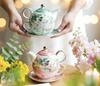Single Combination Pot Set, White Rose High-value British Flower Tea with Cups and Saucers, Household Ceramic Fruit Teapot