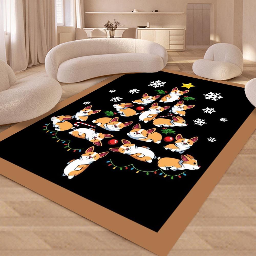 

Christmas Carpet Cat Dog Christmas Tree Rug Living Room Anti Slip Warm Mat Creative Fun Christmas New Year Decoration 40x60cm