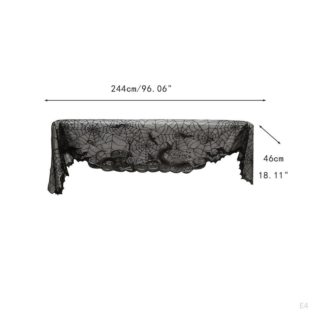 Creepy Halloween Mantel Scarf with Intricate Web Design