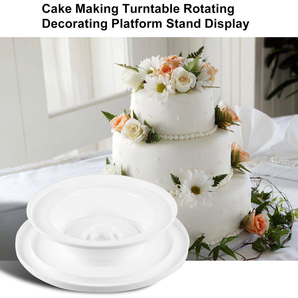 Details about / 28CM ROTATING CAKE ICING DEOCRATING REVOLVING KITCHEN DISPLAY STAND TURNTABLE