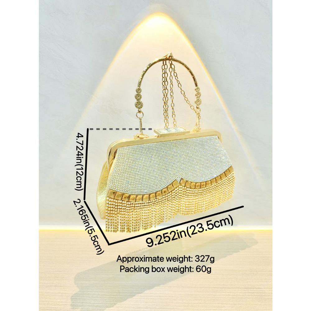 New Tassel Rhinestone Evening Bag - Women’s Sparkly Crystal Clutch for Party, Prom and Formal Events