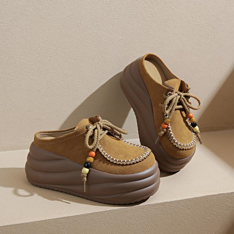 New fashion casual bag head half drag women platform outside wear lazy single shoes niche