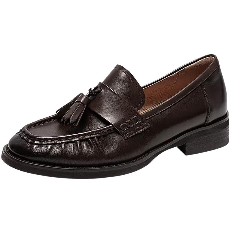 C.BANNER Women s Tassel JK Pleated Cowhide Leather Shoes 36 коричневый