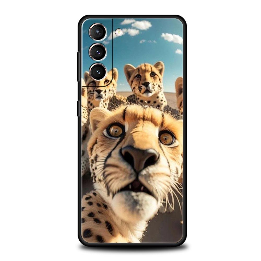 Zvířecí selfie umění Pouzdro na telefon Pro Samsung Galaxy S24 S23 Ultra S22 S21 S20 FE 5G S10 S10E S9 Plus S8 Silikonový Černý Kryt Nárazník
