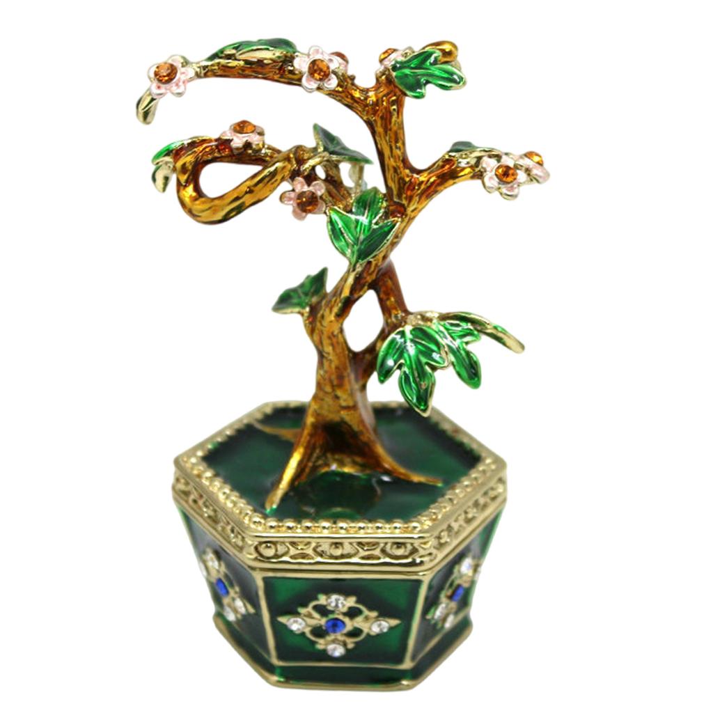 Creative Money Tree Shaped Desktop Ornament Jewelry Organizer Box with Lid Storage Container for Sorting Small Item