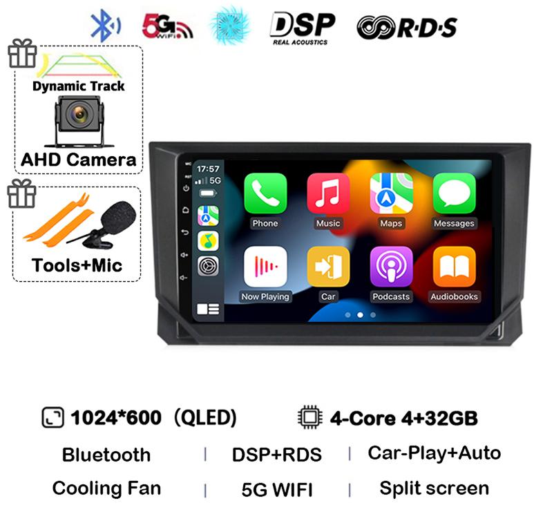 Android 14 Carplay Auto 4G+WIFI Car Radio for SEAT Ibiza 2017 2018 2019 2020 Stereo GPS Multimedia Video Player 360 Camera Audio