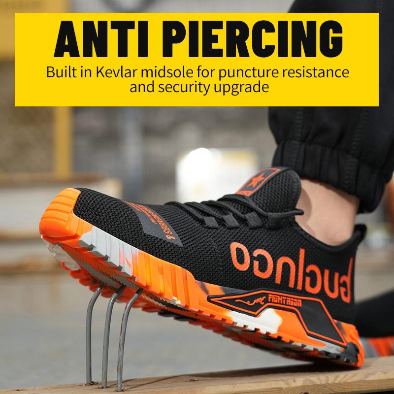 Fashion Sports Shoes Work Boots Puncture-proof Safety Shoes Men Steel Toe Shoes Security Protective Shoes Indestructible