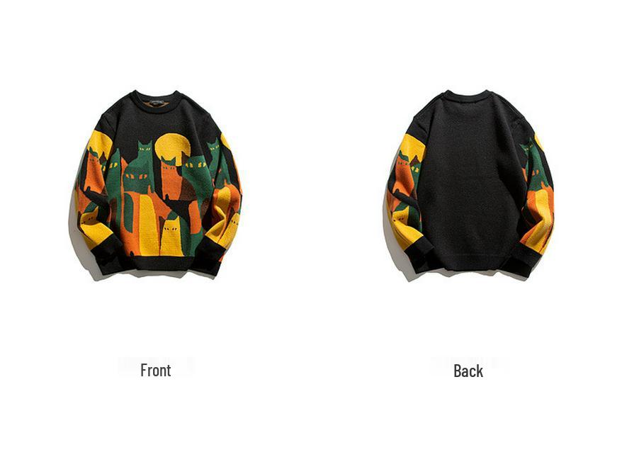 2025 Trendy Men's Jacquard Knit Sweater - Autumn/Winter Round Neck, Casual & Versatile for Couples.