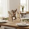 4/5 Piece With Bowknot Easter Wooden Rabbit Ornament Printed Standing Bunny Ornament  Bed Room
