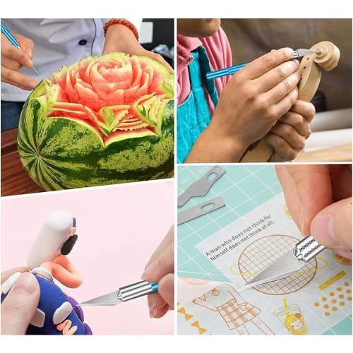 YUENTOEN Design Cutter, Craft Knife, 12-Piece Precision Craft Knife Kit with 10 High-Hardness Replacement Blades, Paper Cutting, Carving Knife, DIY Ar