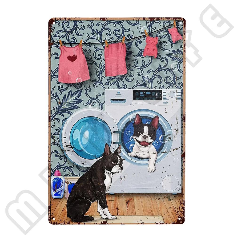 Metal Boston Terrier Co Bath Soap Tin Sign for Bathroom Toilet Home Room Pet Shop Decoration 12 X 8 Inches