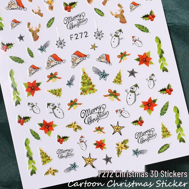 Cute Christmas Nail Stickers: Snowman, Santa, Snowflake & Reindeer Designs