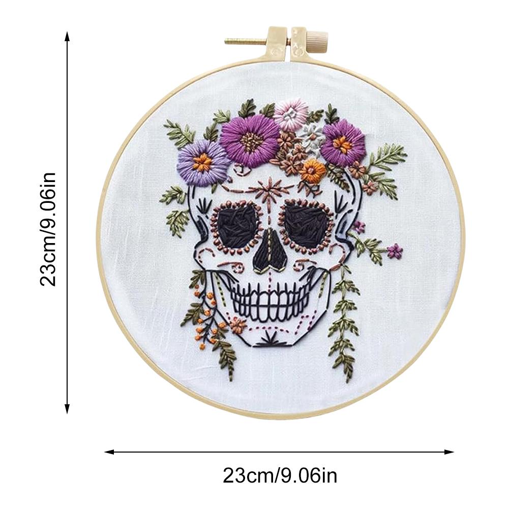 Halloween Embroidery Starter Kit Ghost & Gothic Stamped Pattern Cross Stitch DIY Christmas Decoration Embroidery Kit for Adults