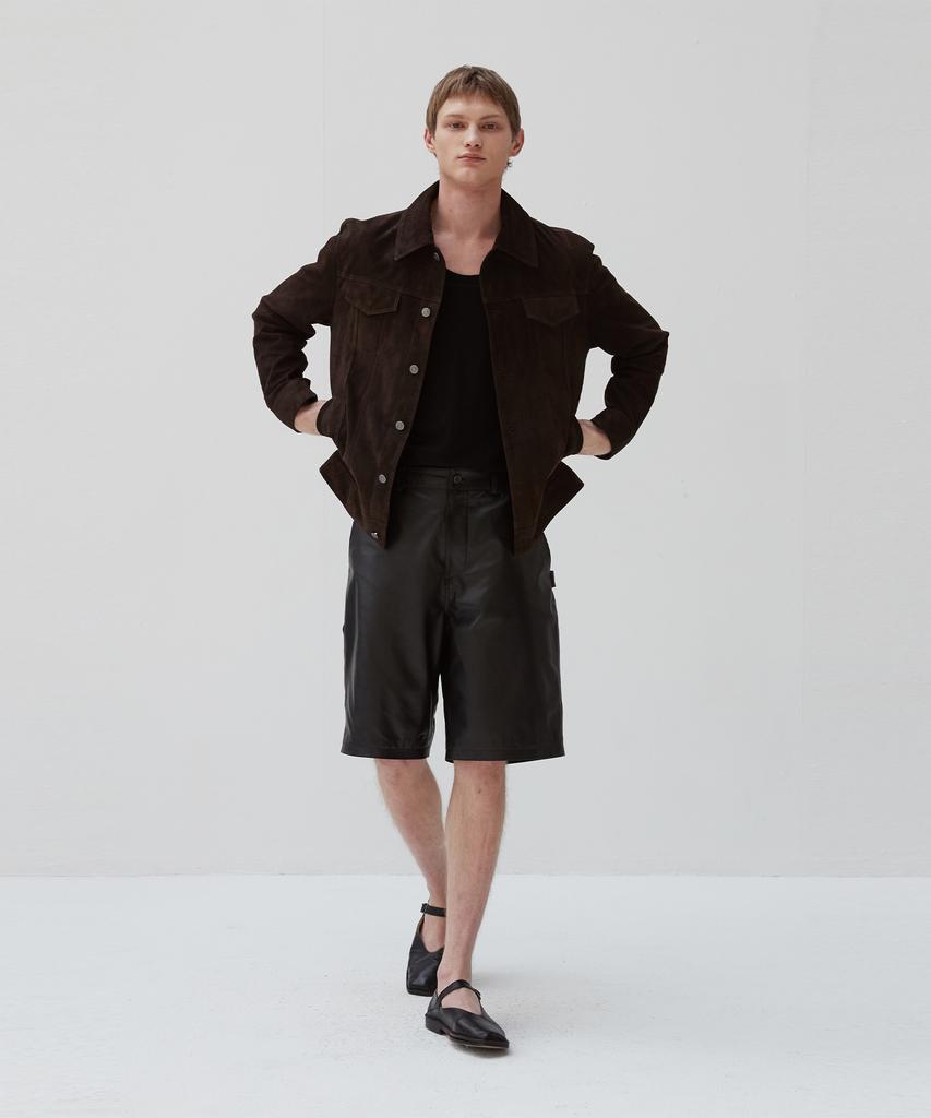Beleudemaleu Italian Napa Lambskin Bermuda Pants