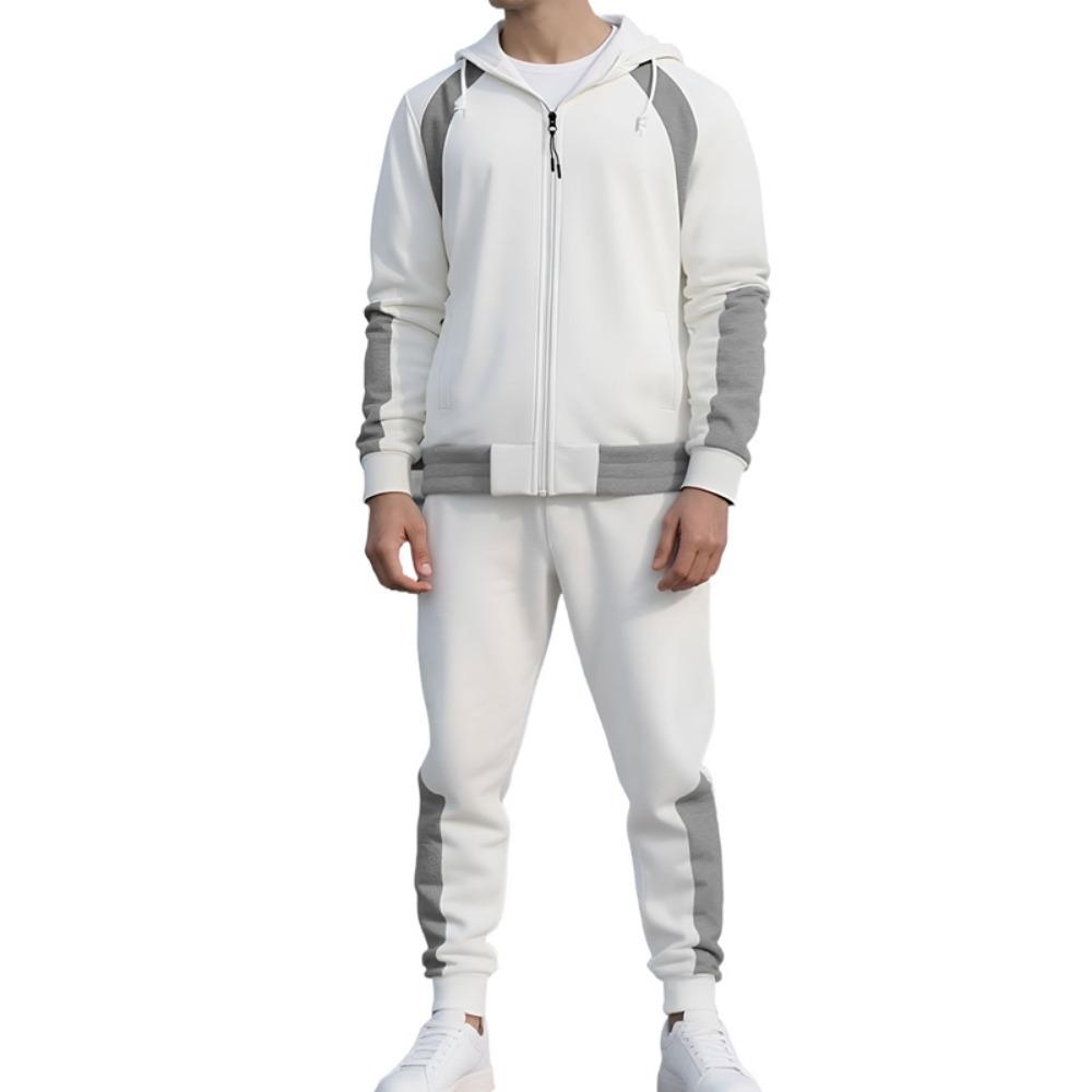 Conjunto de Fato de Treino Masculino com Capuz Outono Inverno 2025 Jaqueta com Zíper e Calças Conjunto de 2 Peças Roupa Casual Desportiva Conjuntos Masculinos
