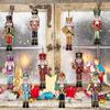 12Pcs Christmas Nutcracker Soldier Wooden Pendant Xmas Tree Hanging Ornament Navidad Decoration for Home New Year Gift
