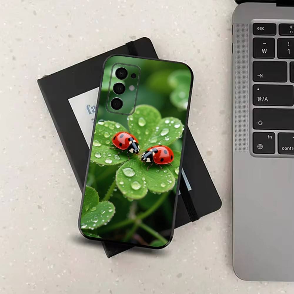 Lnsect Ladybug Nature Case For Samsung Galaxy A73,52,71,53,32,72,41,J7,22,Note,31,8,9,Soft Black Silicone Cover