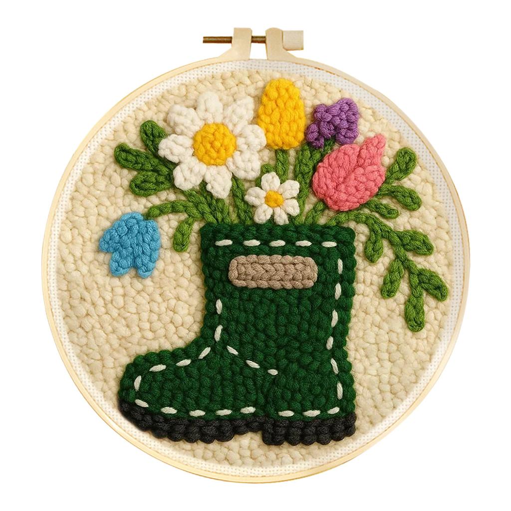 Punch Needle Embroidery Kit Floral Package Set Punch Needle Kit For Beginner Sewing Poke Handmade Crafts for Adults Diy Gift