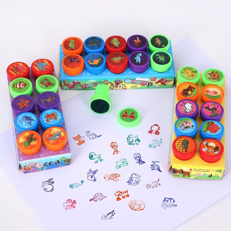 10pcs Kids Assorted Self-ink Toy Stamps Smiley Face Seal For Children DIY Scrapbooking Painting Po Album Art Decor Stamps
