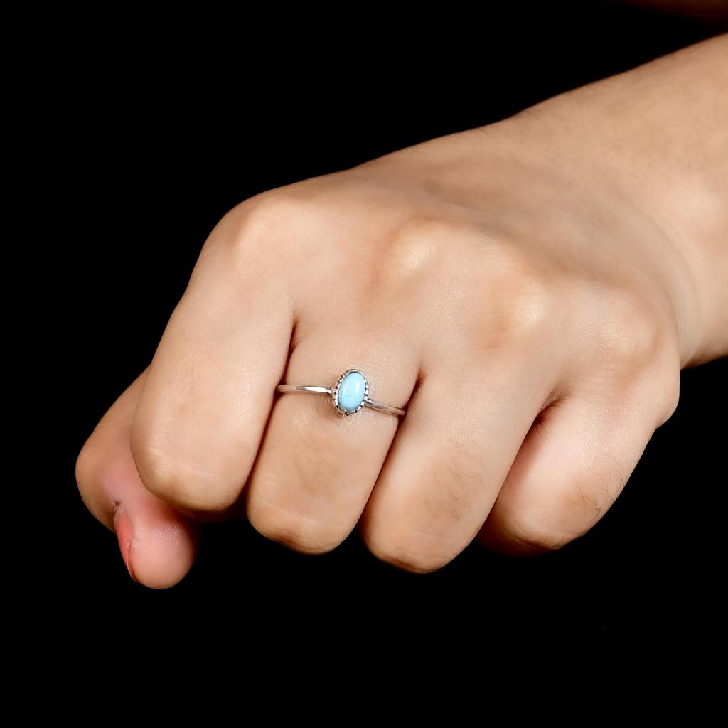 Arizona Turquoise Adjustable Ring 925 Sterling Silver, Oval Turquoise Ring, Minimalist Open Ring, Dainty Turquoise Jewelry Gift for Women.