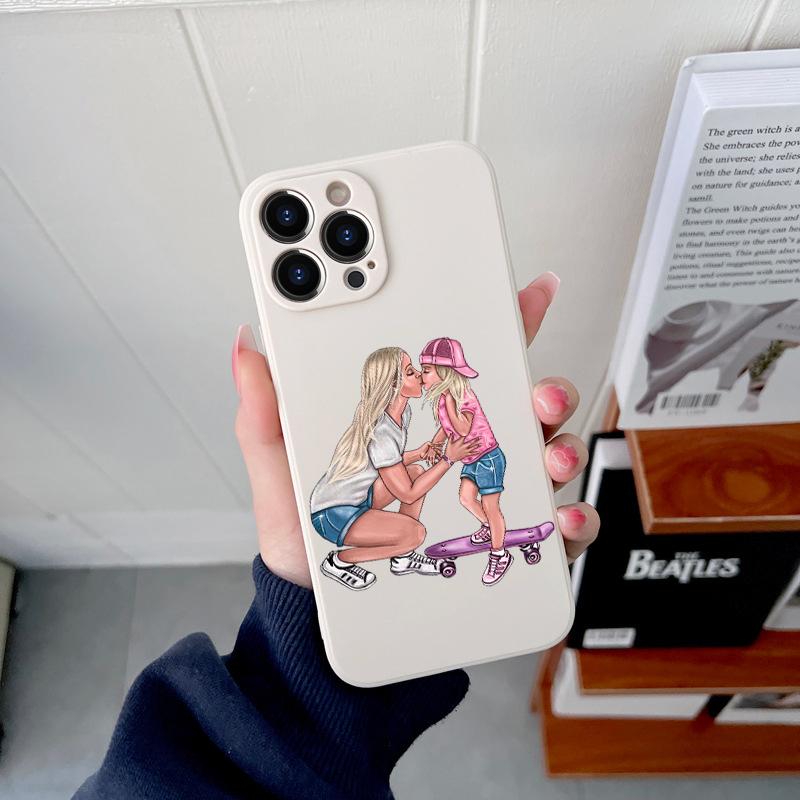 Queen Hair Baby Mom Girl Original Square Liquid Phone Case For iPhone 14 11 12 13 Pro Max Mini X XS XR 7 8 Plus SE2 DIY Cover