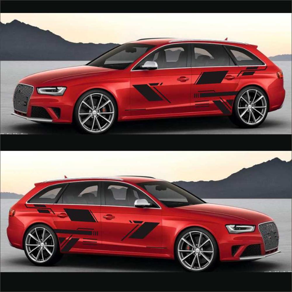 Black Car Side Door Stickers Accessories Vinyl  DIY Decals Sport Style Stripes