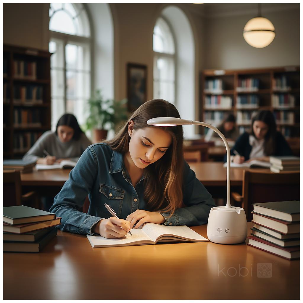 5W Rechargeable White LED Desk Lamp with 360° Adjustment and Space for a Phone