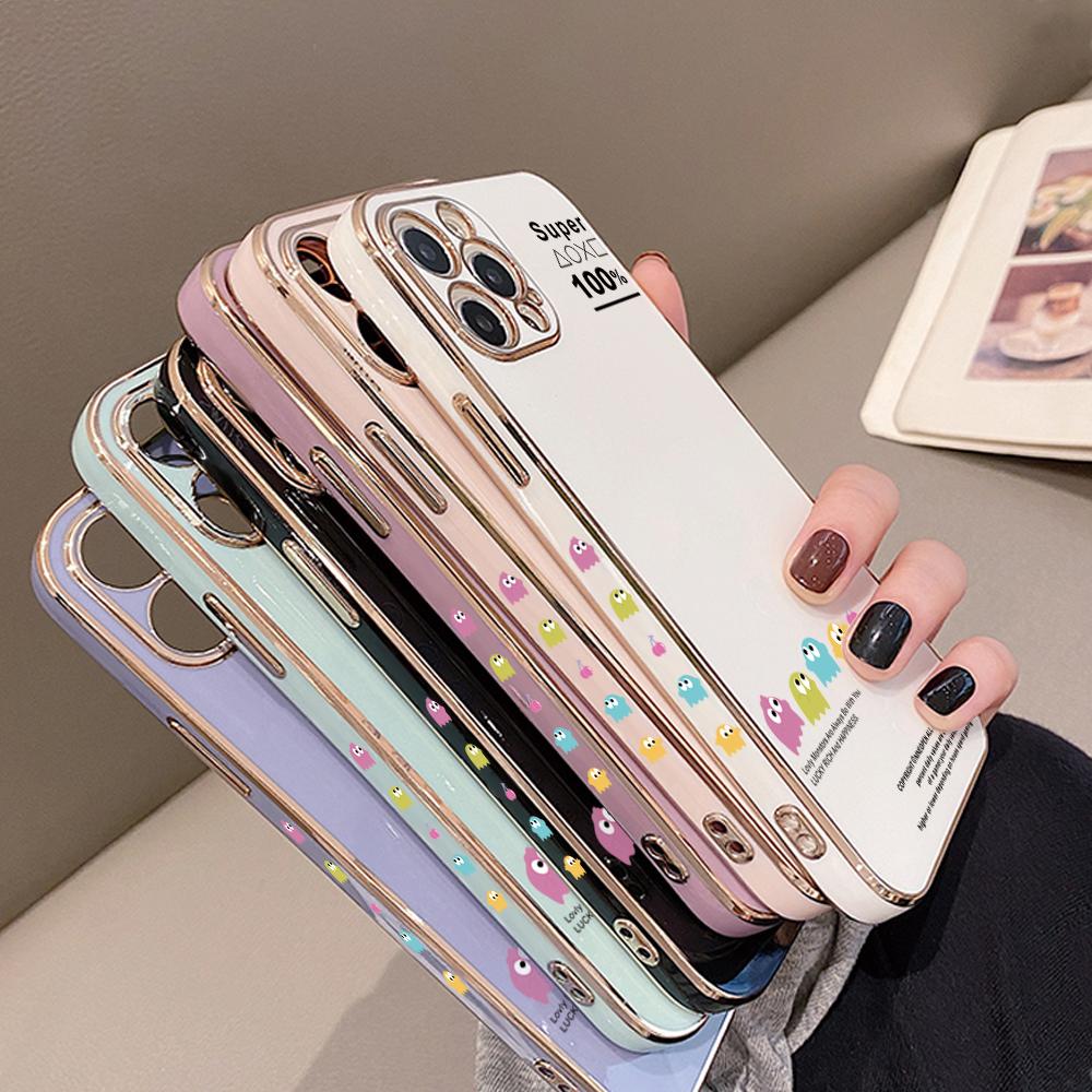 Lovely Cartoon Pattern Plating Phone Case for iPhone 11 13 15 Samsung Galaxy A52 Xiaomi Redmi 12C Note 10 Pro Oneplus Soft Smartphone Cover Cases