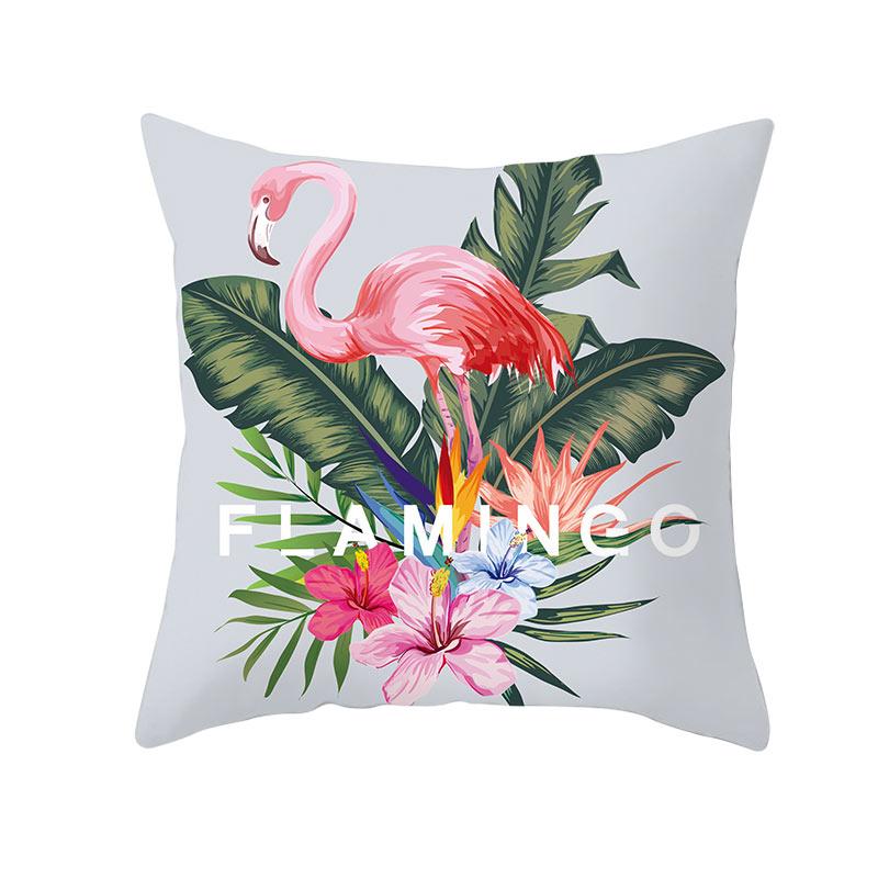 Summer tropical plant flamingo decorative pillowcase green leaf pillowcase flamingo pillowcase