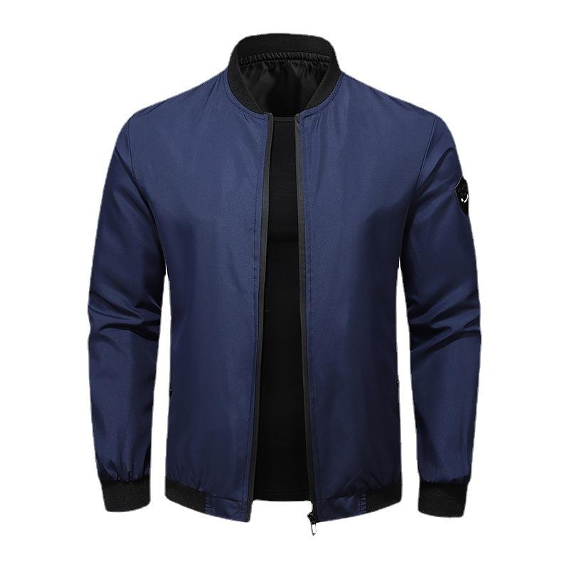 Spring Summer Bomber Jacket Men Fashion Solid Color Regular Fit Casual Men Coats Business Stand Collar Daily Men Clothing