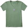 La vita è bella. T-shirt da donna a maniche corte con stampa tartaruga ad acquerello, colore Verde Granito