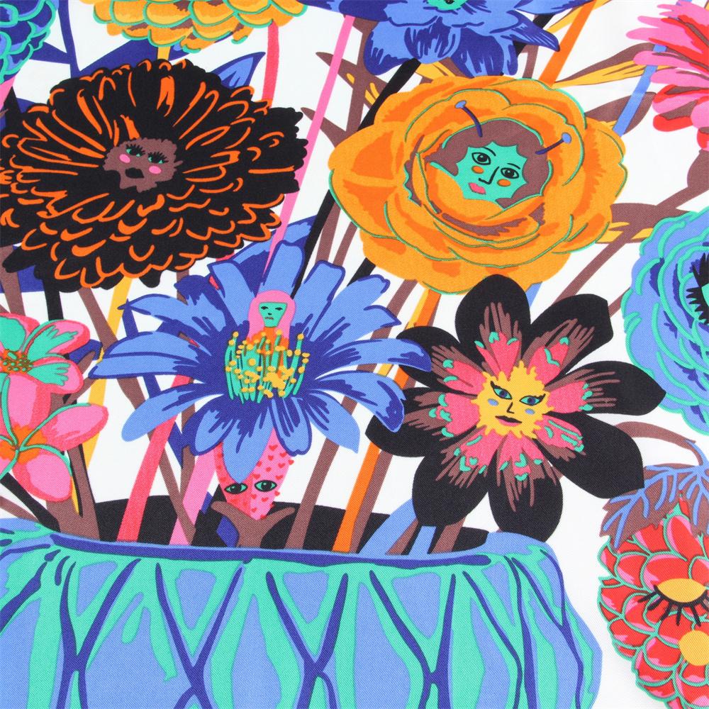 POBING Silk Scarf Women Large Shawls Bottle Flowers Square Scarves Wraps Bandana Luxury Kerchief Hijab Scarf Female Foulards