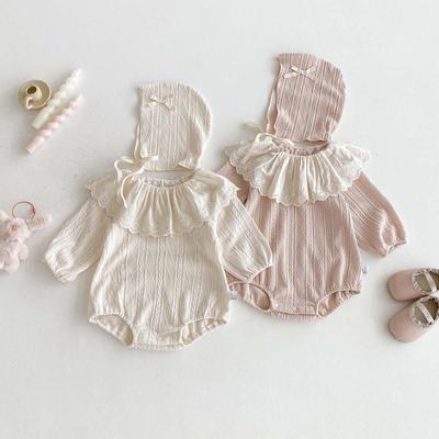 2025 Autumn Baby Girl Korean-Style Long Sleeve Peter Pan Collar Romper