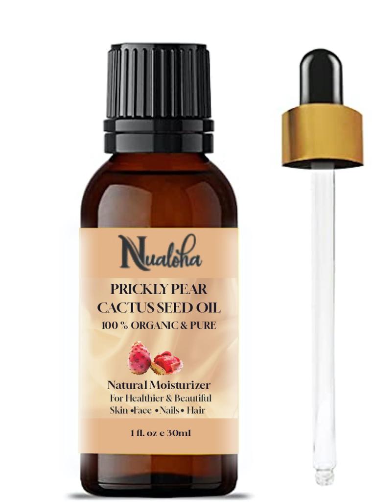 Nualoha Organic Prickly Pear Cactus Seed Oil (Opuntia Ficus Indica) | Pure Cold-Pressed Oil for Skin & Hair | Antioxidant-Rich Moisturizer & Anti-A