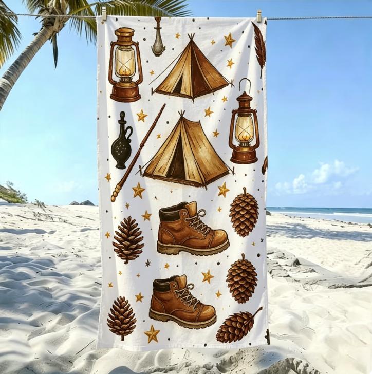 Whimsical Wizardry Beach Towel, Microfiber Sand Free Quick Dry, Magical Potion & Spell Print, Soft Absorbent for Summer & Pool