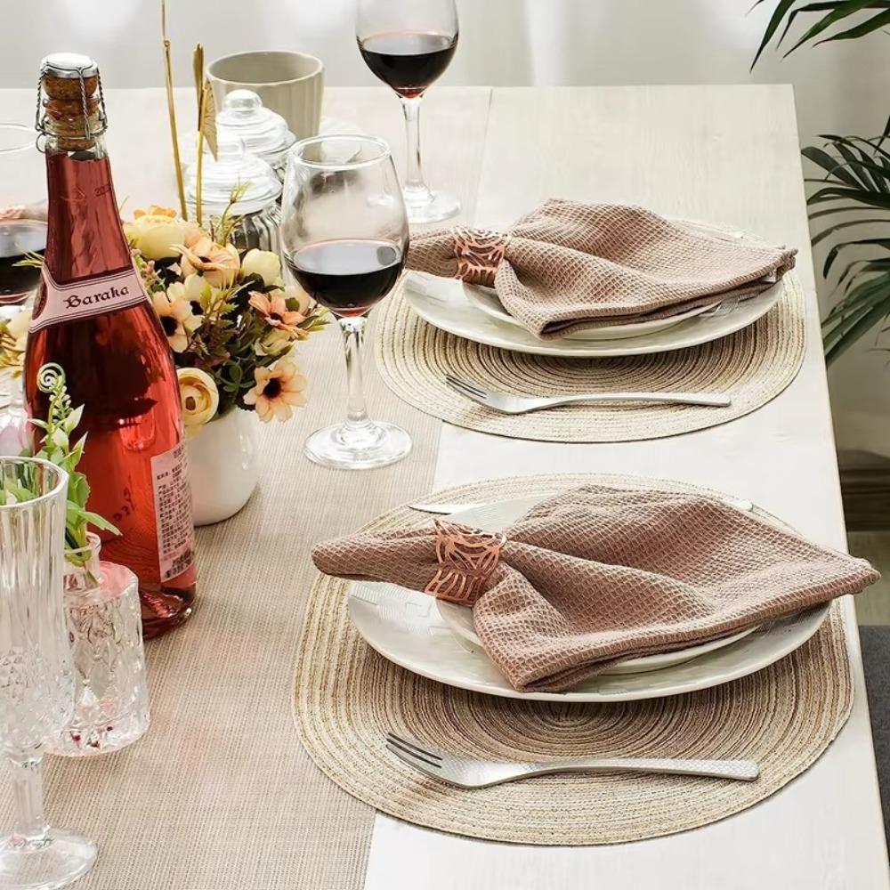 Washable Table Mats Coasters Oval Braided Table Place Mats Heat Resistant Pad  for Dining Table