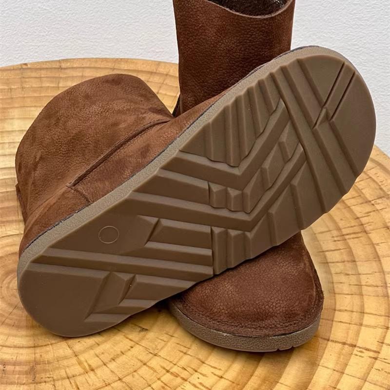 Fashion GKTINOO Genuine Leather Women's Shoes Round Toe Handmade Cowhide Boots Comfortable Flat Forest Casual Ankle Boots