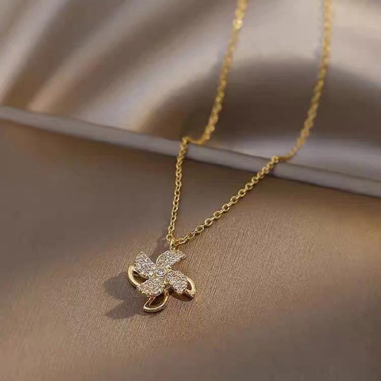 Windmill Pendant Necklace Jewelry Decor Fidget Pinwheel Necklace for Anxiety Ins