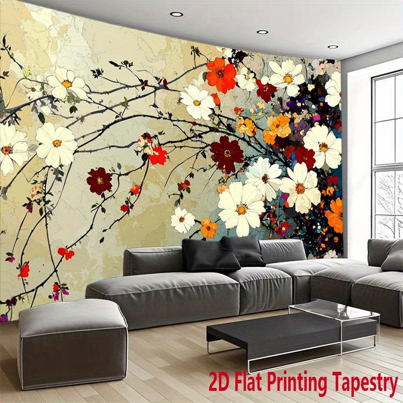 Elegant flower oil painting Digital printing polyester wall tapestry suitable for use living rooms bedrooms offices bars party