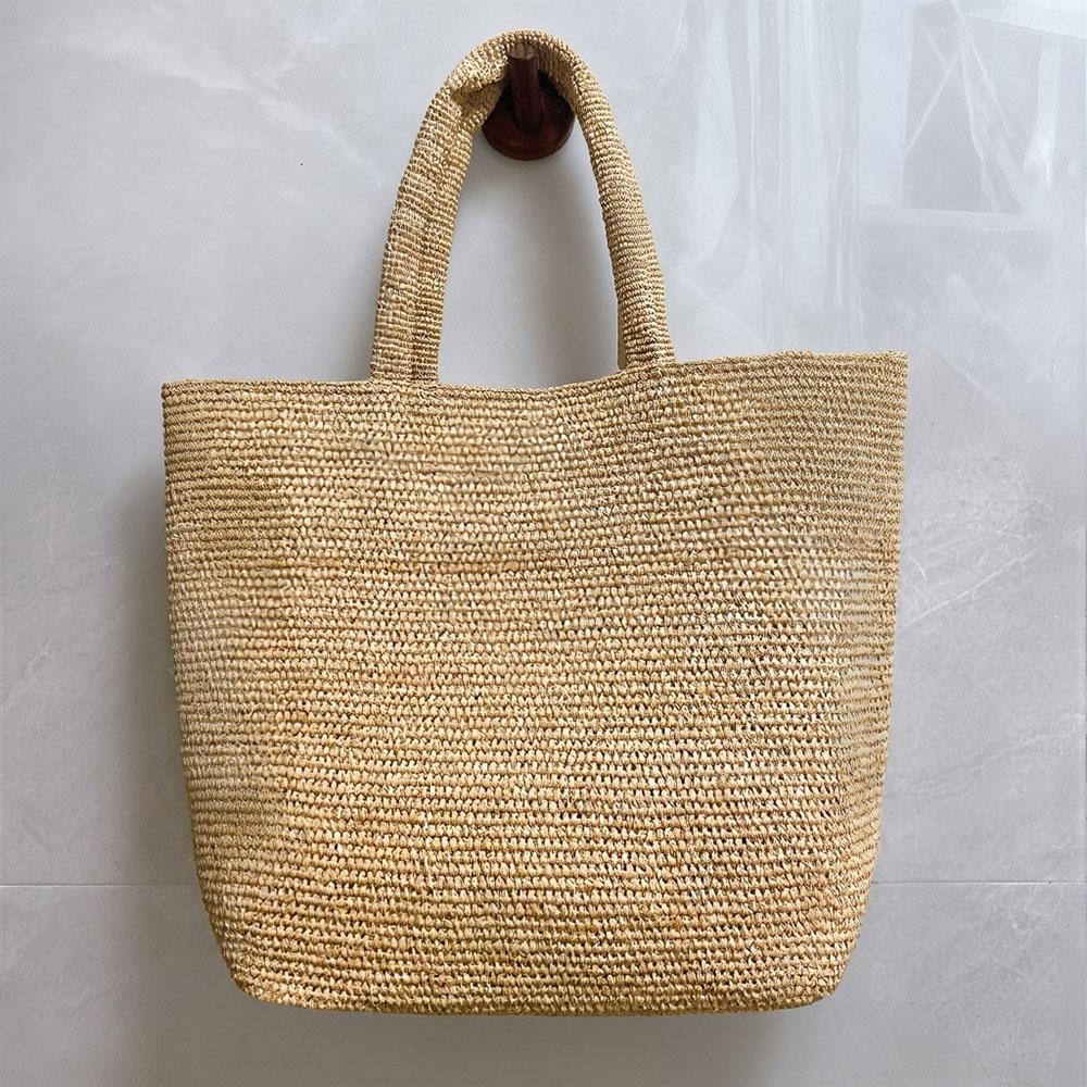 Large Handwoven Rattan Tote Bag for Women Natural Straw Beach Bag Purse Luxury Shoulder Bags Handbag Summer